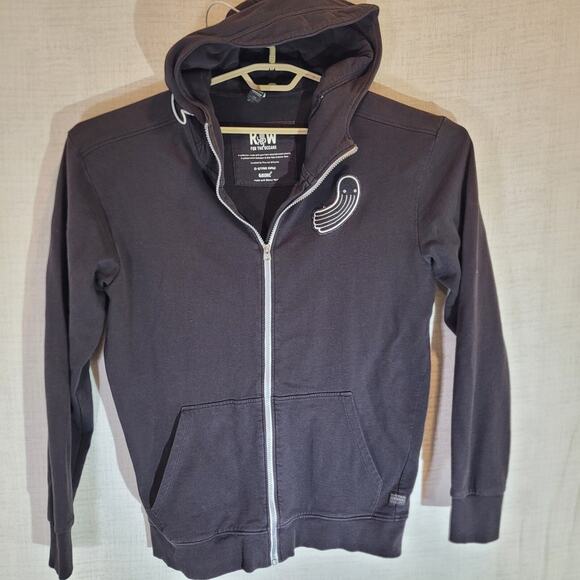 GStar RAW Full Zip Hoodie Sweatshirt XL Black Recycled Ocean Plastic Bionic Yarn - Picture 1 of 10